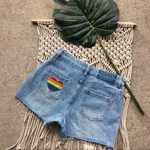 New Rainbow Pride Jean Shorts Size 26